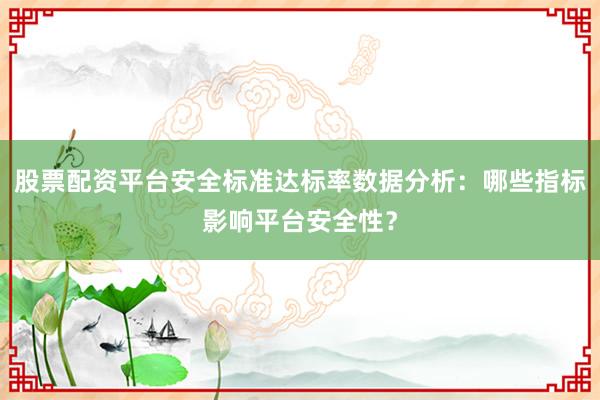股票配资平台安全标准达标率数据分析：哪些指标影响平台安全性？