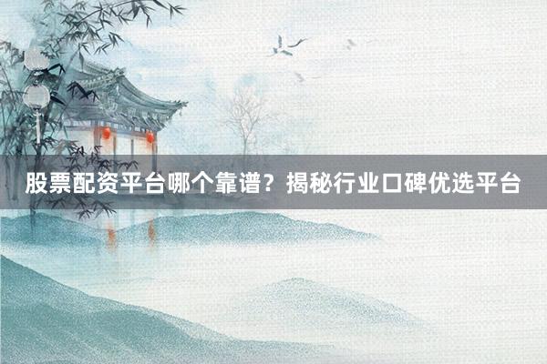 股票配资平台哪个靠谱？揭秘行业口碑优选平台