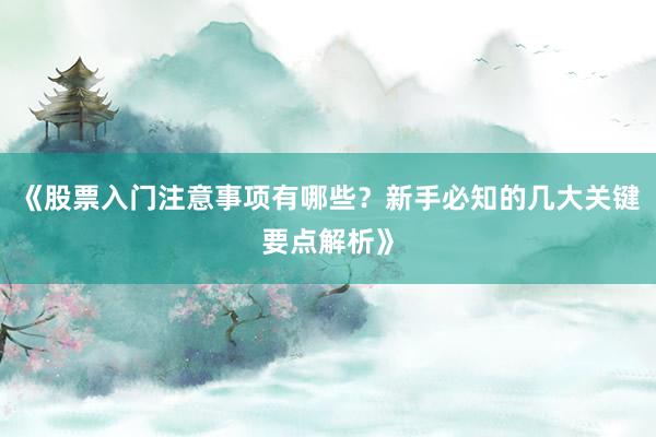 《股票入门注意事项有哪些？新手必知的几大关键要点解析》