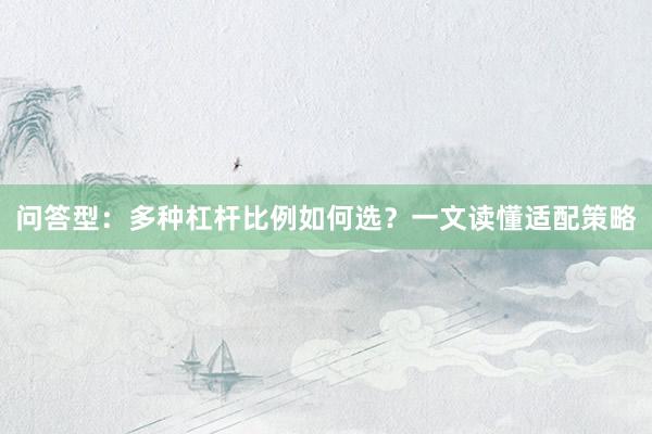 问答型：多种杠杆比例如何选？一文读懂适配策略
