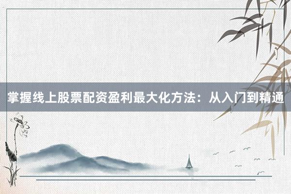 掌握线上股票配资盈利最大化方法：从入门到精通
