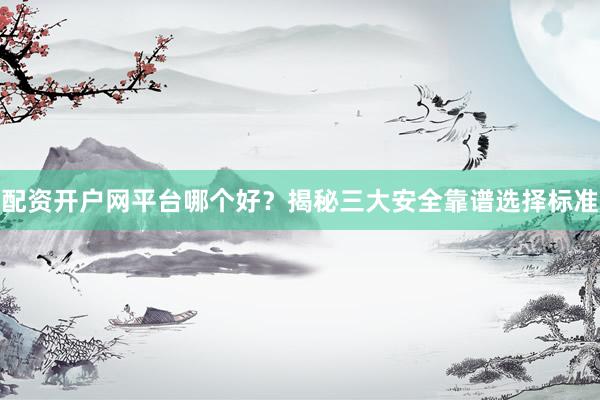 配资开户网平台哪个好？揭秘三大安全靠谱选择标准
