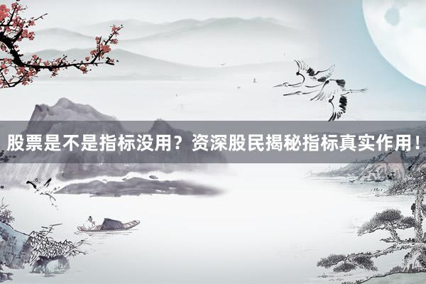 股票是不是指标没用？资深股民揭秘指标真实作用！