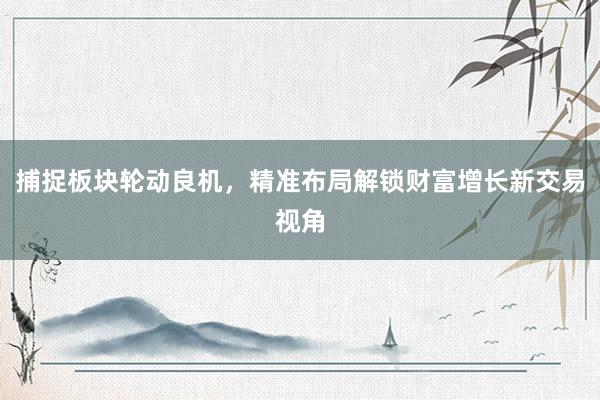 捕捉板块轮动良机，精准布局解锁财富增长新交易视角