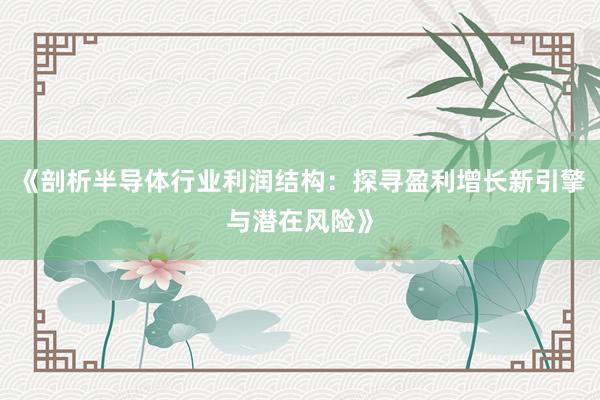 《剖析半导体行业利润结构：探寻盈利增长新引擎与潜在风险》