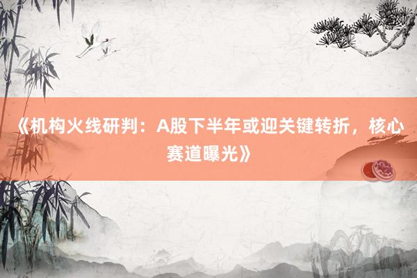 《机构火线研判：A股下半年或迎关键转折，核心赛道曝光》