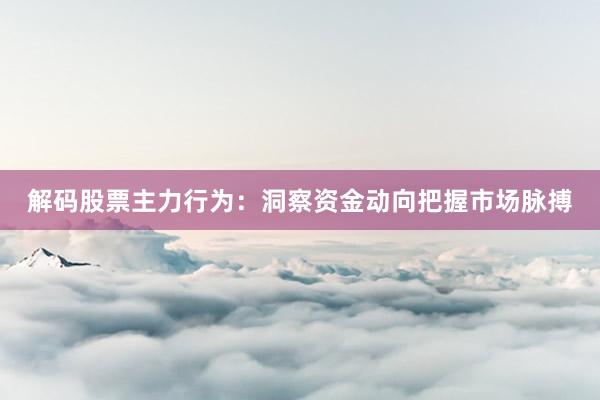 解码股票主力行为：洞察资金动向把握市场脉搏