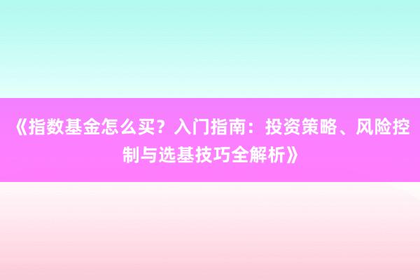 《指数基金怎么买？入门指南：投资策略、风险控制与选基技巧全解析》