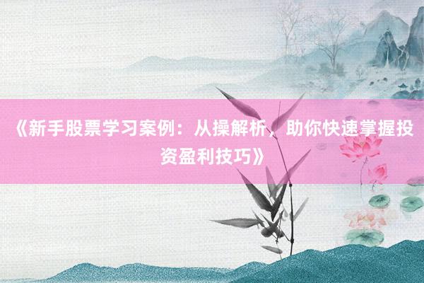 《新手股票学习案例：从操解析，助你快速掌握投资盈利技巧》