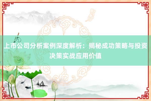 上市公司分析案例深度解析：揭秘成功策略与投资决策实战应用价值