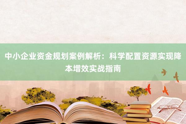 中小企业资金规划案例解析：科学配置资源实现降本增效实战指南