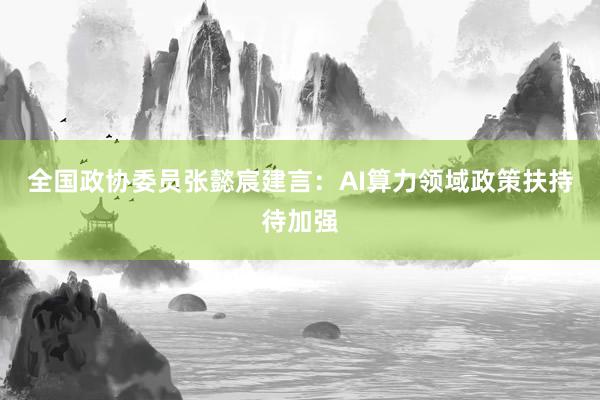 全国政协委员张懿宸建言：AI算力领域政策扶持待加强