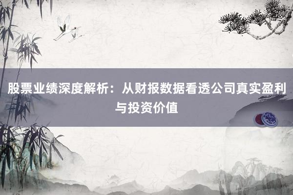 股票业绩深度解析：从财报数据看透公司真实盈利与投资价值