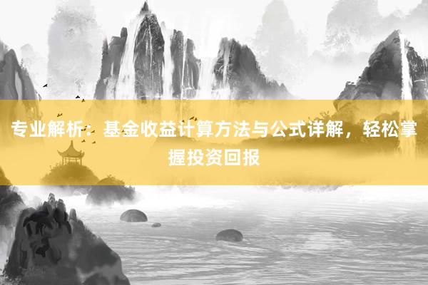 专业解析：基金收益计算方法与公式详解，轻松掌握投资回报