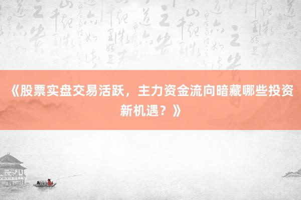 《股票实盘交易活跃,主力资金流向暗藏哪些投资新机遇?》