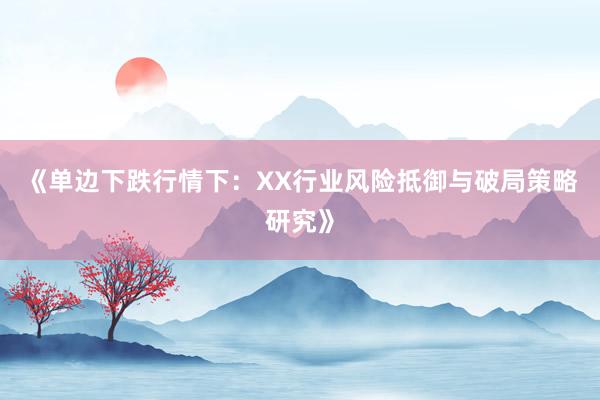 《单边下跌行情下：XX行业风险抵御与破局策略研究》